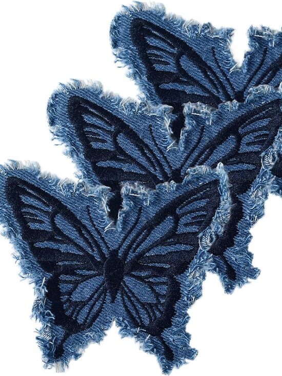 Accessories - Denim Butterfly Iron on Patches Set of 3 Retro Boho for Jeans Jackets Bags Hats